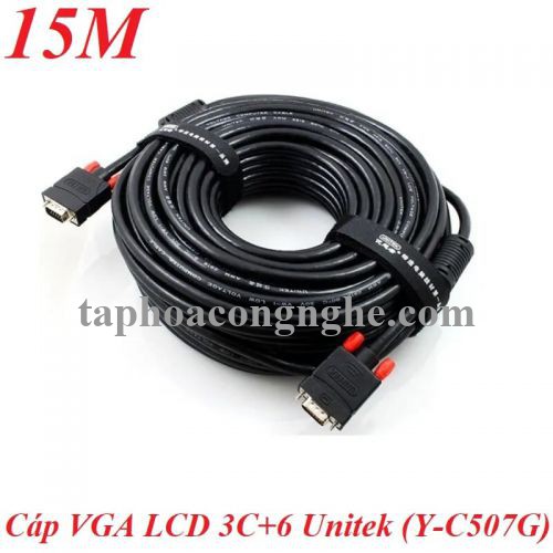 Unitek 97878 Y-C507G 3C+6 15M Màu Đen Cáp tín hiệu Vga LCD 30097878